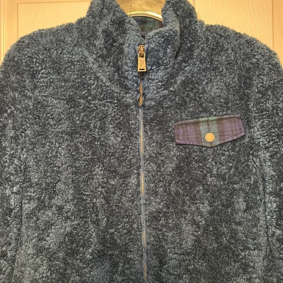 Pendleton Women's Navy Sherpa Jacket Plaid Trim Detail Size L - Picture 6 of 16